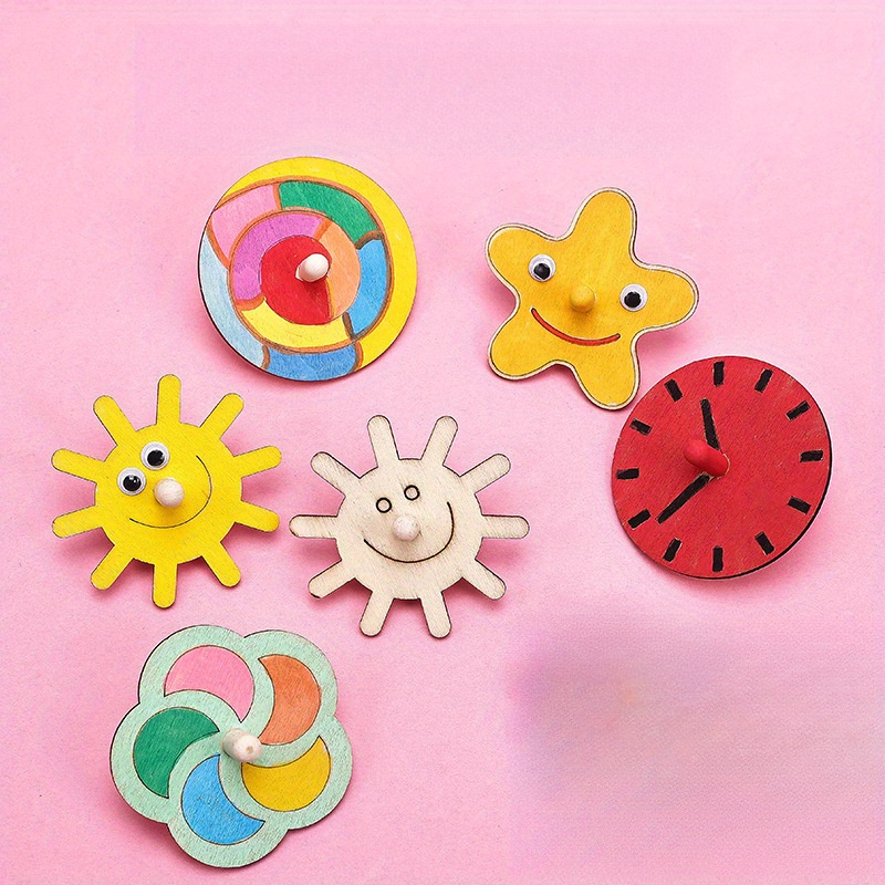 16pcs wooden spinning top craf - Art Craft Ideas For Kids avaliação e preço