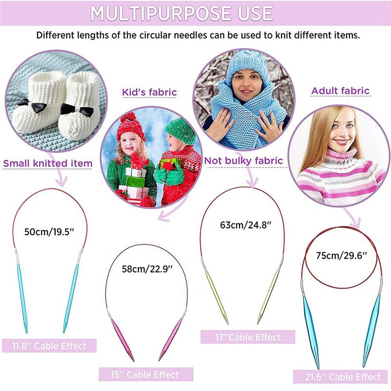 A60Z130 Pieces Aluminum Interc - Knitting Needle Circular avaliação e preço
