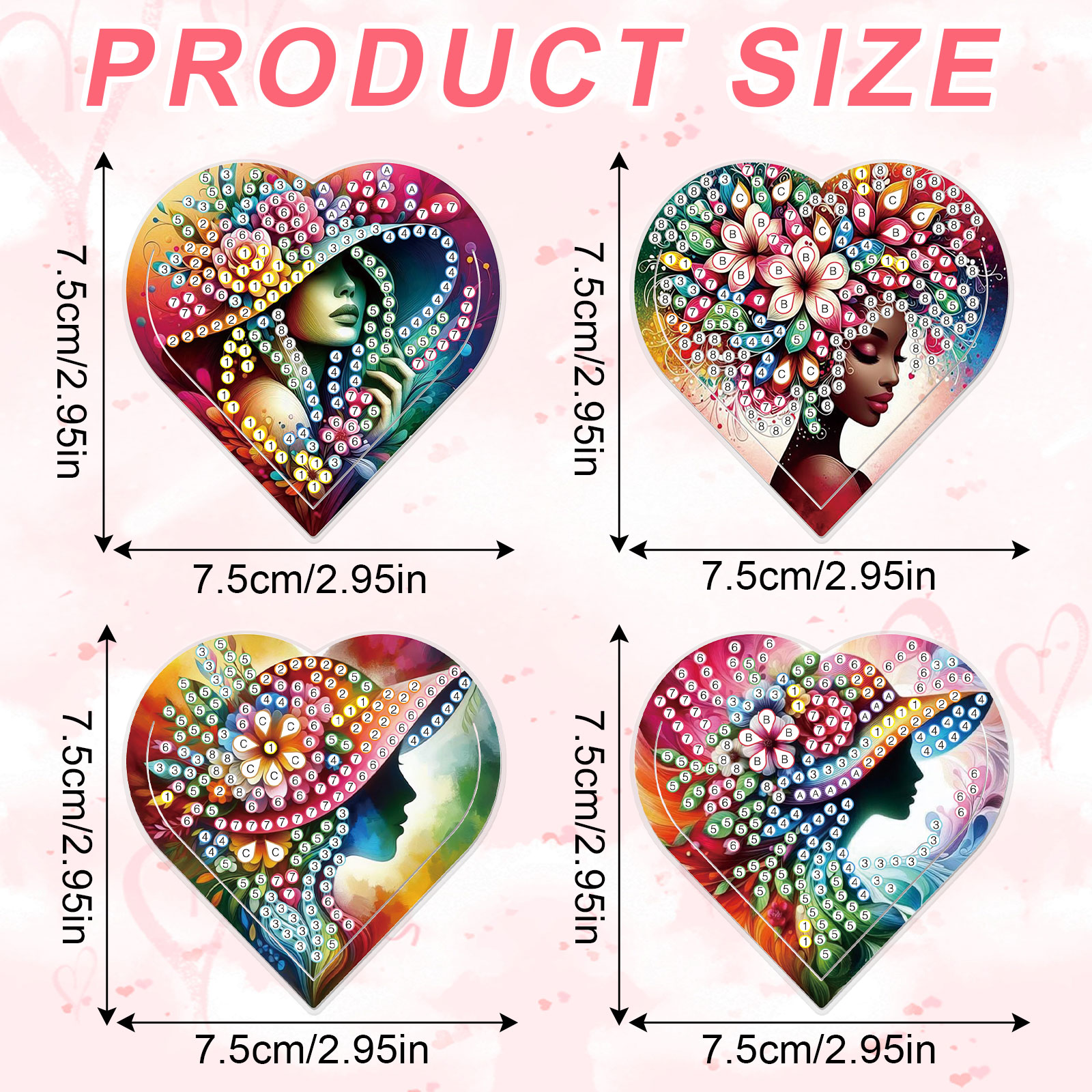 4PCS Diamond Painting Heart Sh - Art Craft Kit avaliação e preço