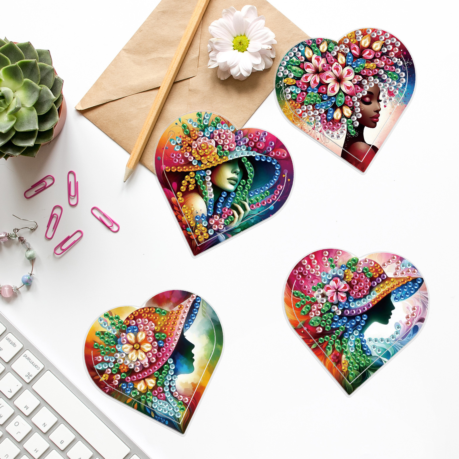 4PCS Diamond Painting Heart Sh - Art Craft Kit avaliação e preço