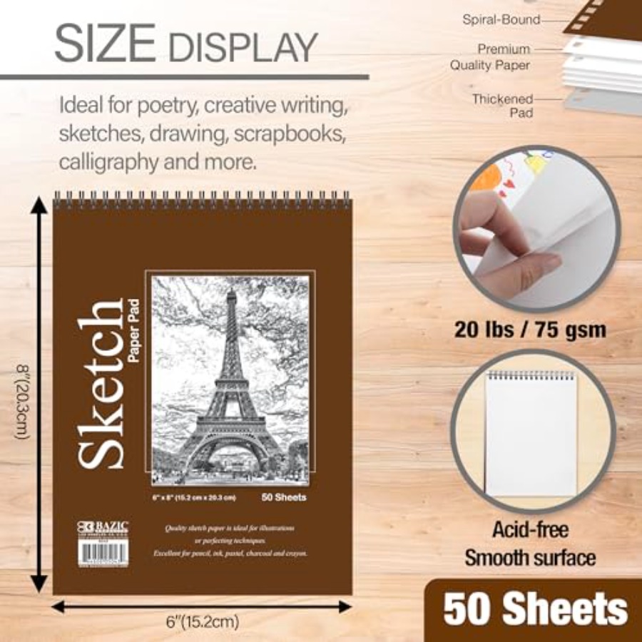 50 Count 6in x 8in Top Bound S - Art Craft School avaliação e preço