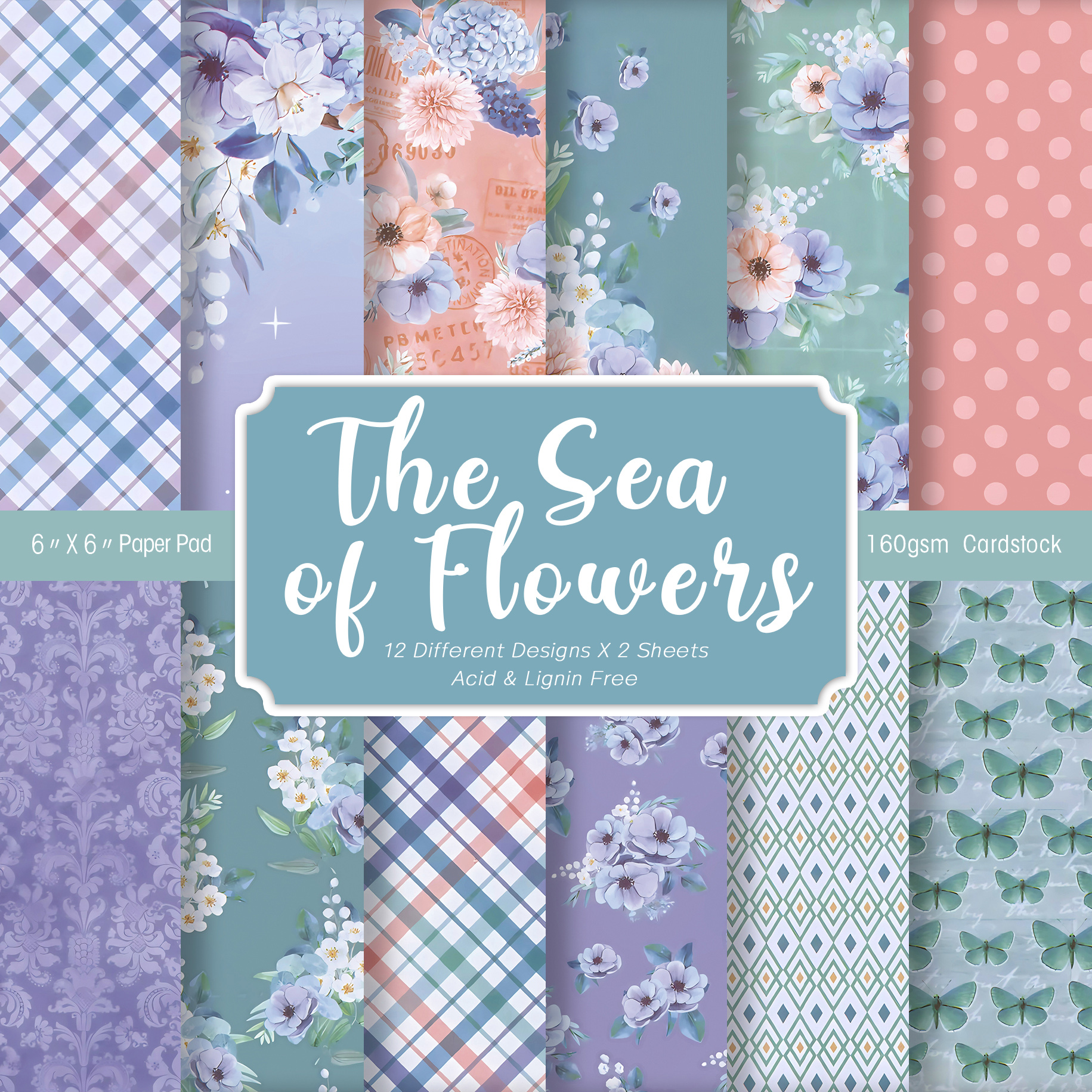 24 Sheets Colored Floral Patte - Art Craft Journal avaliação e preço