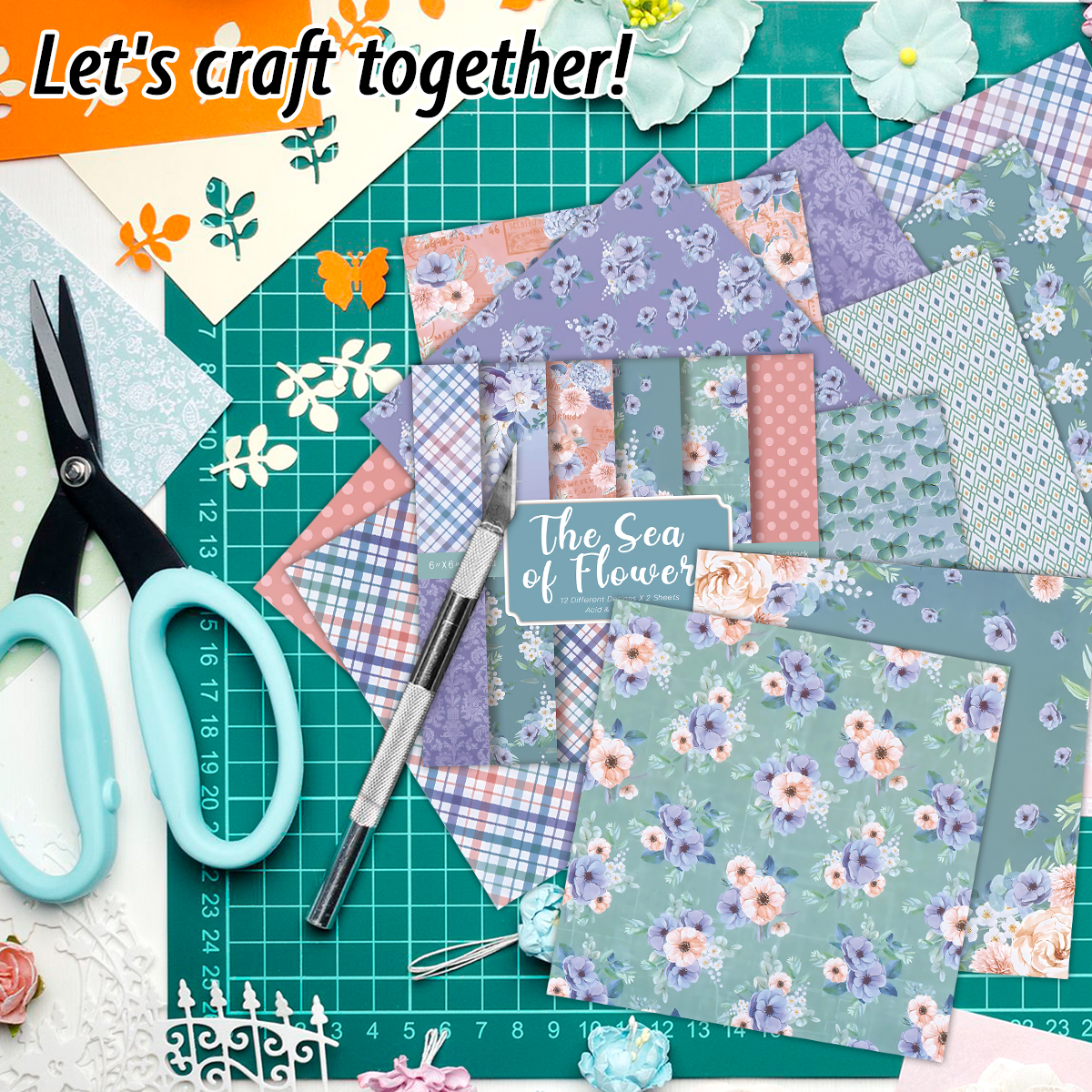 24 Sheets Colored Floral Patte - Art Craft Journal avaliação e preço
