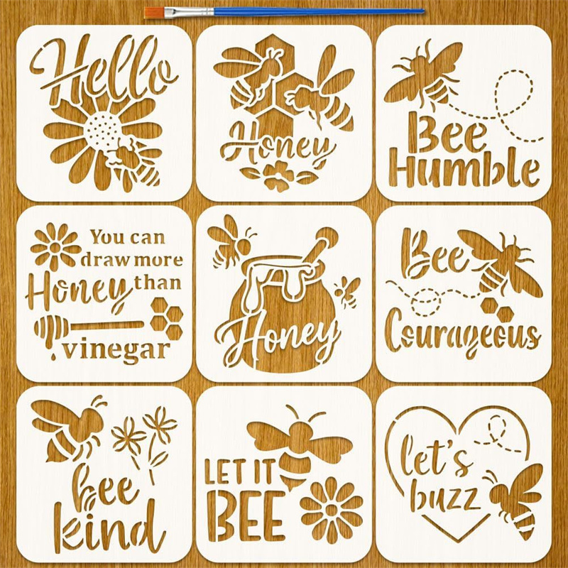 9Pcs Quotes Bee Honey Stencils - Art Craft Quotes avaliação e preço