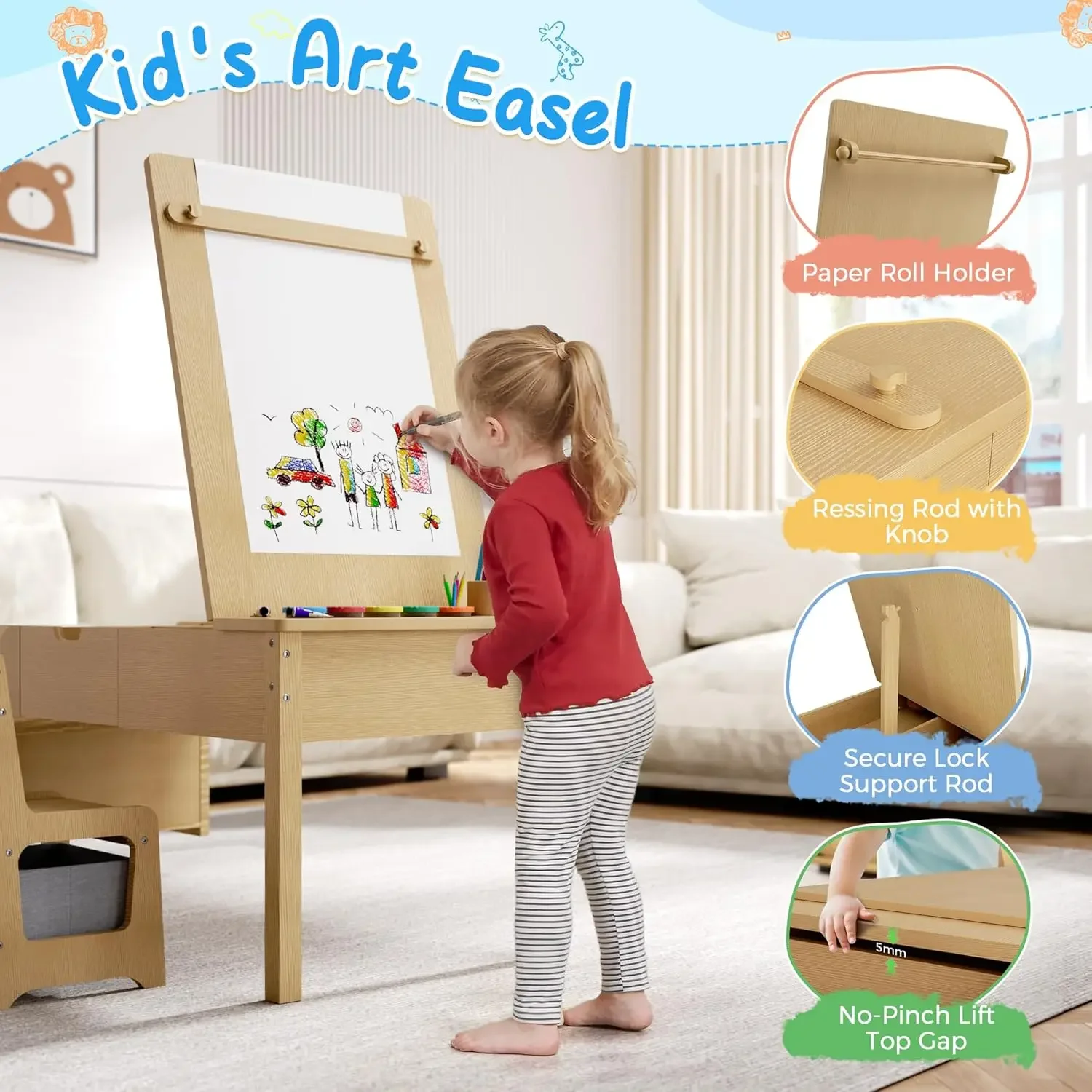 5-in-1 Kids Art Table and Chai - Art Craft Toddlers avaliação e preço