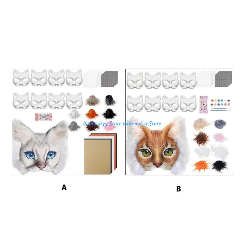 573B Cats Foxes Mask with Furs - Art Craft Description avaliação e preço